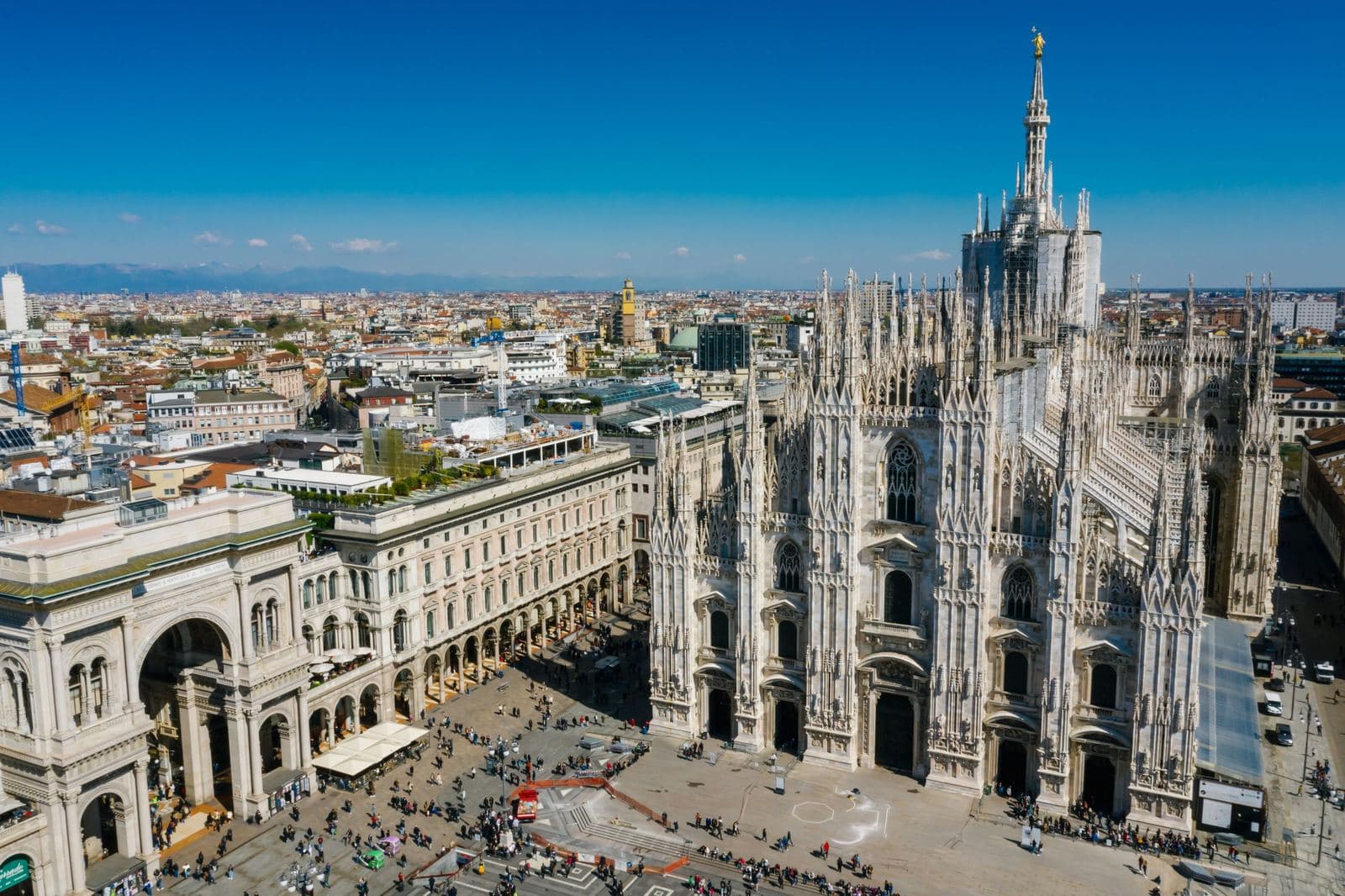 Milan Cathedral and Piazza del Duomo from above