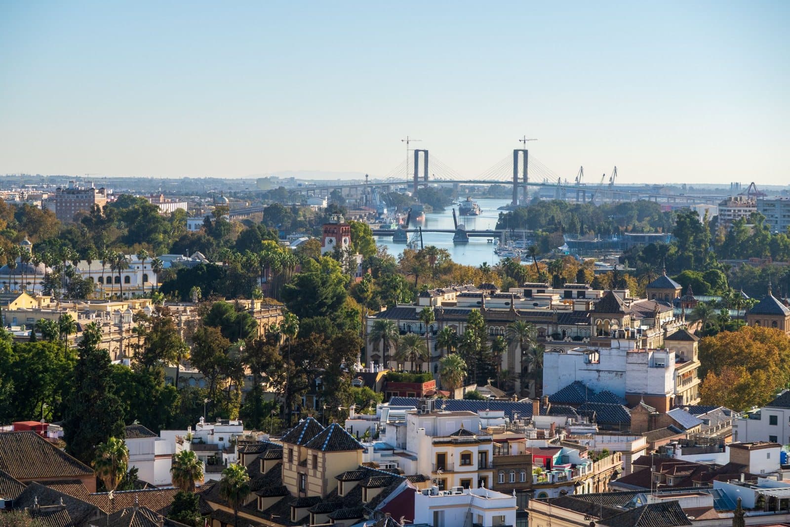 Seville and the Isabel II bridge seen from high above