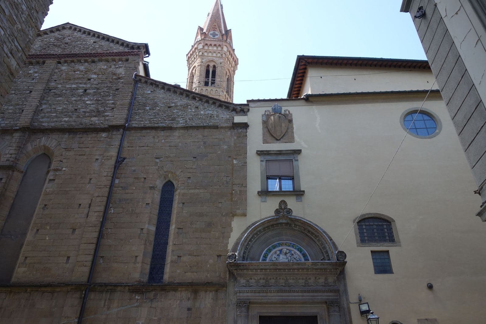 Medieval church and bell tower in the streets around the Bargello