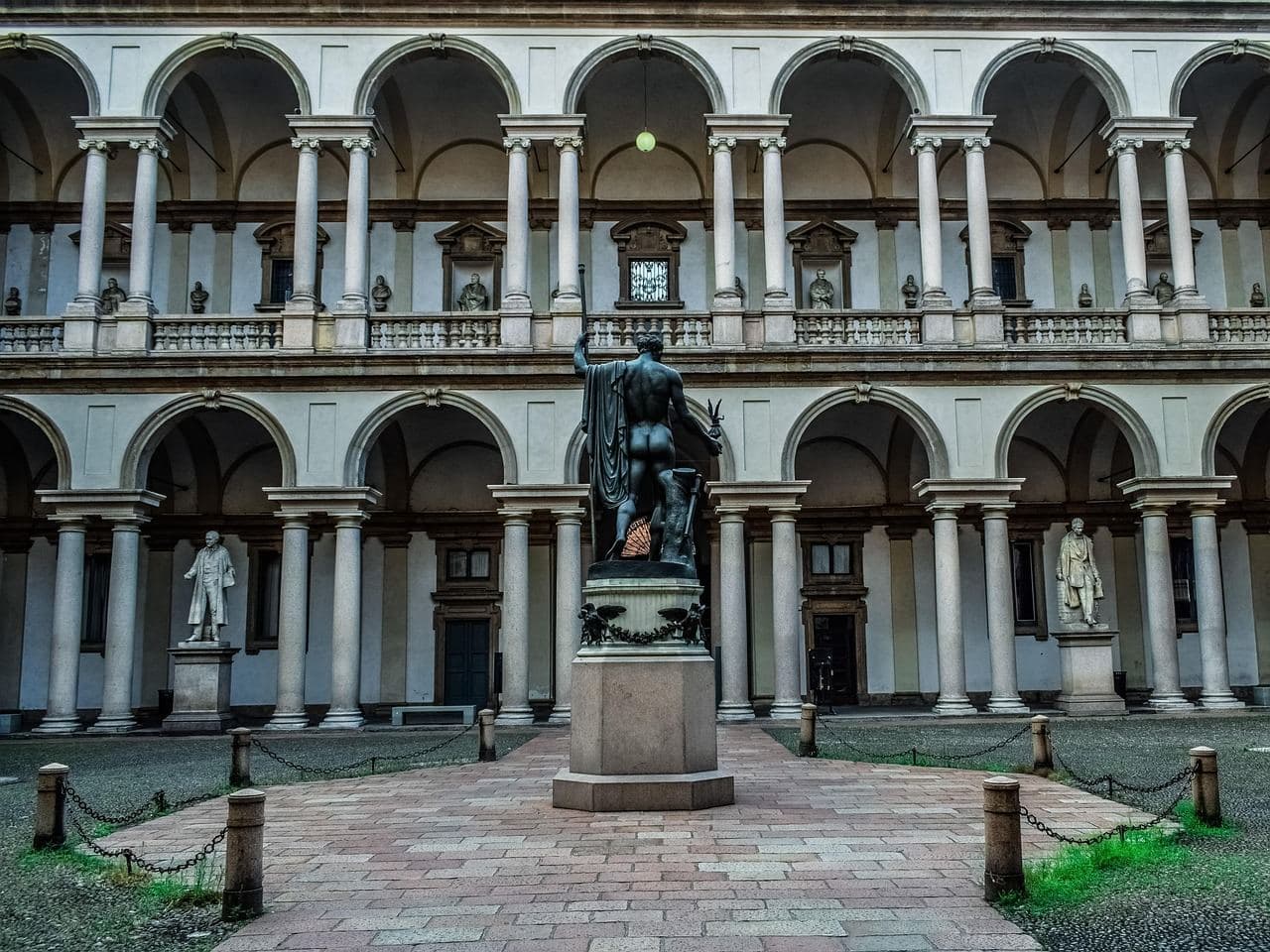Courtyard of Palazzo Brera with Canova's Napoleon statue