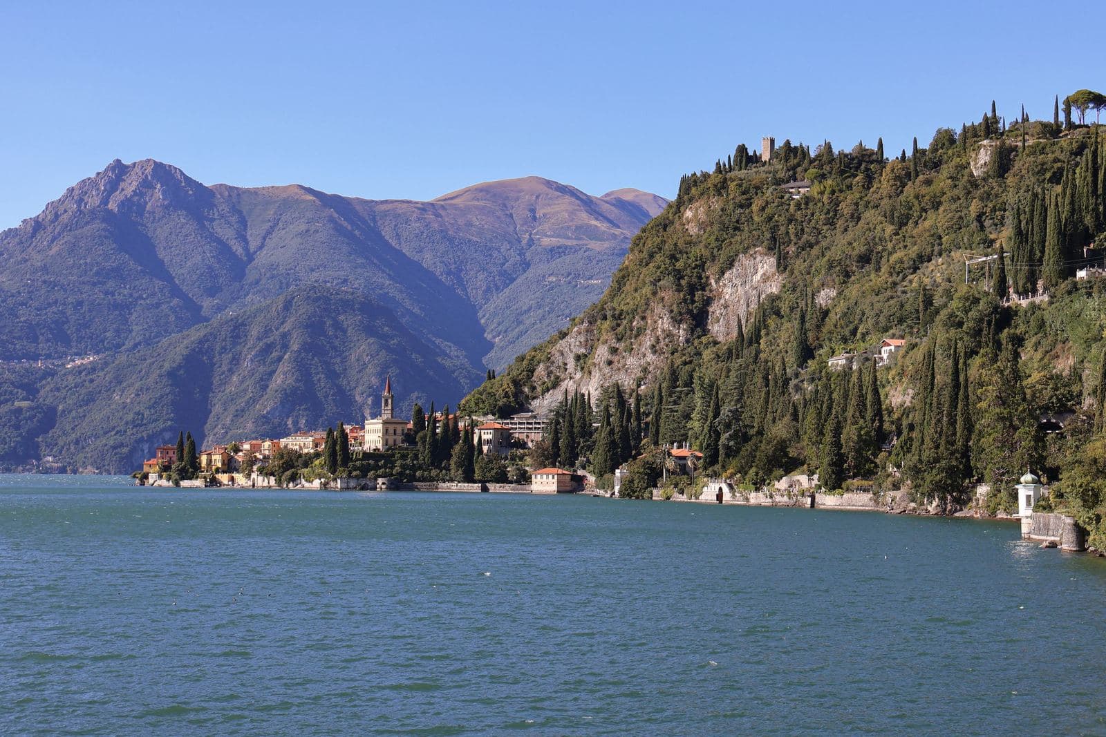 Lake Como and its mountains seen from Varenna
