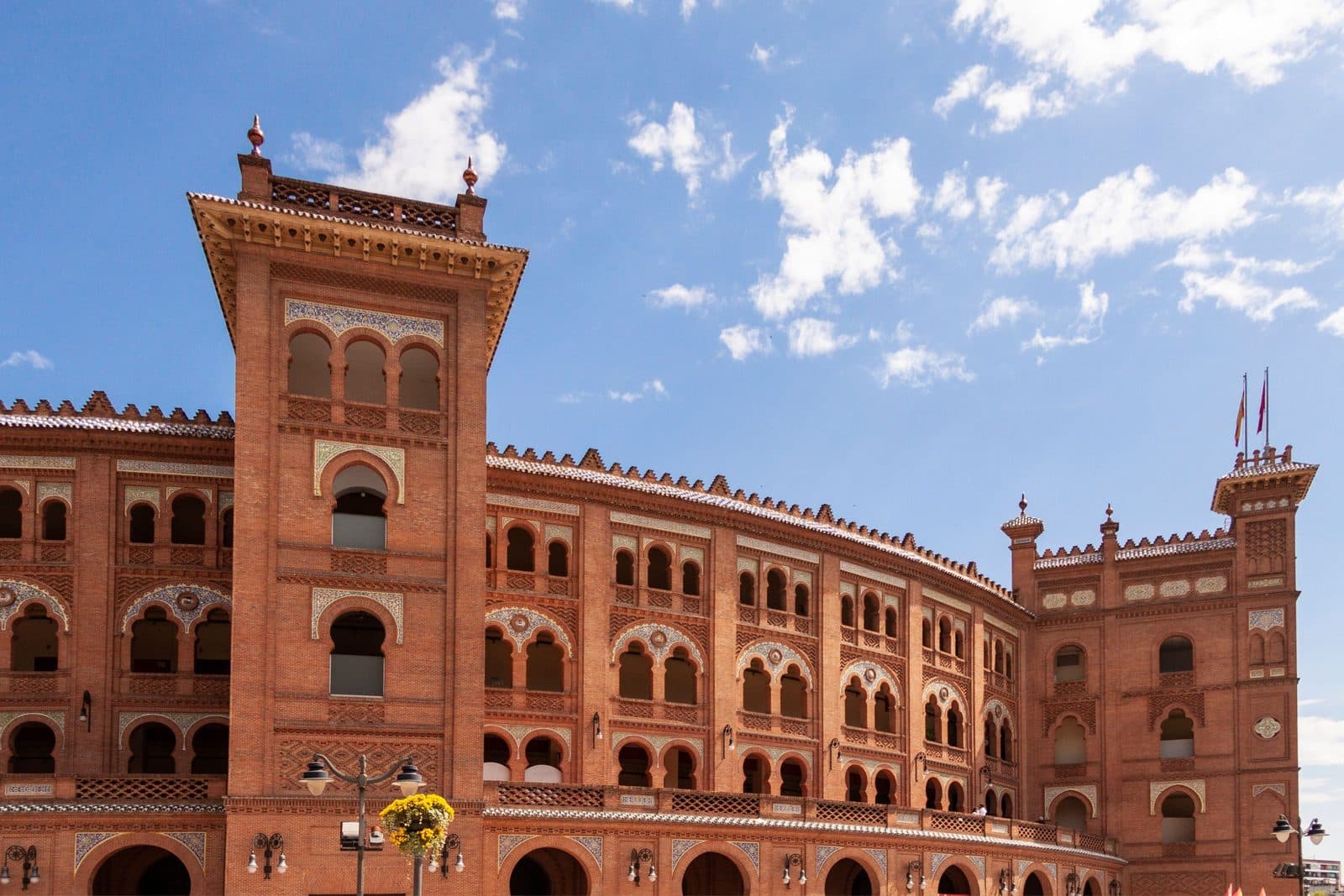 Brick tower and arched galleries of Las Ventas bullring