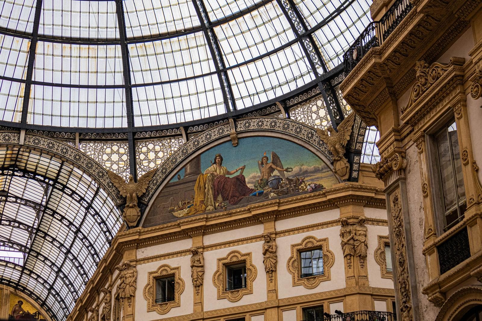 Painted dome and arcades of the Galleria Vittorio Emanuele II