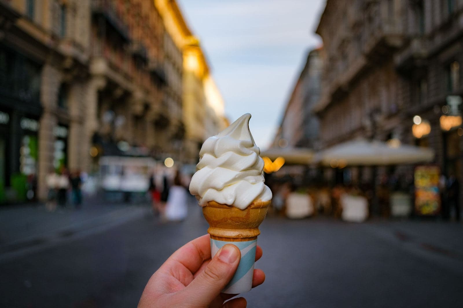 Gelato cone on a Milan street