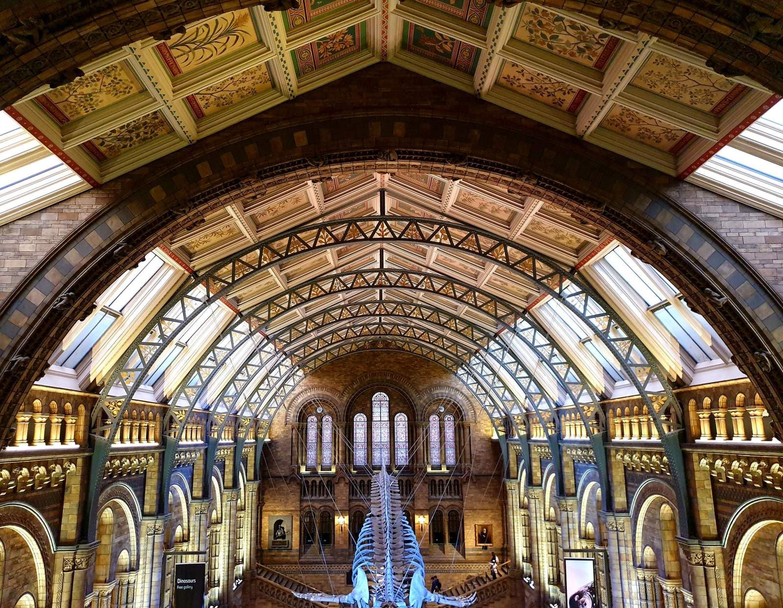 Arcos y techo pintado del Hintze Hall, Museo de Historia Natural