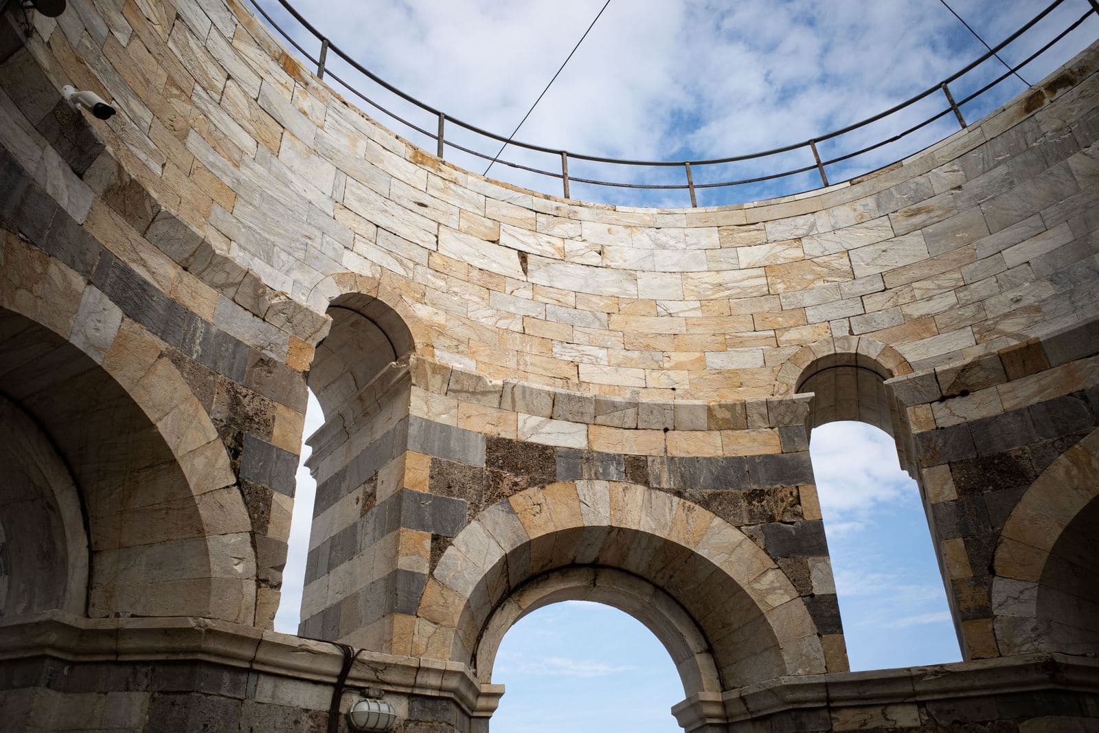 Arcaded galleries at the top of the Leaning Tower of Pisa