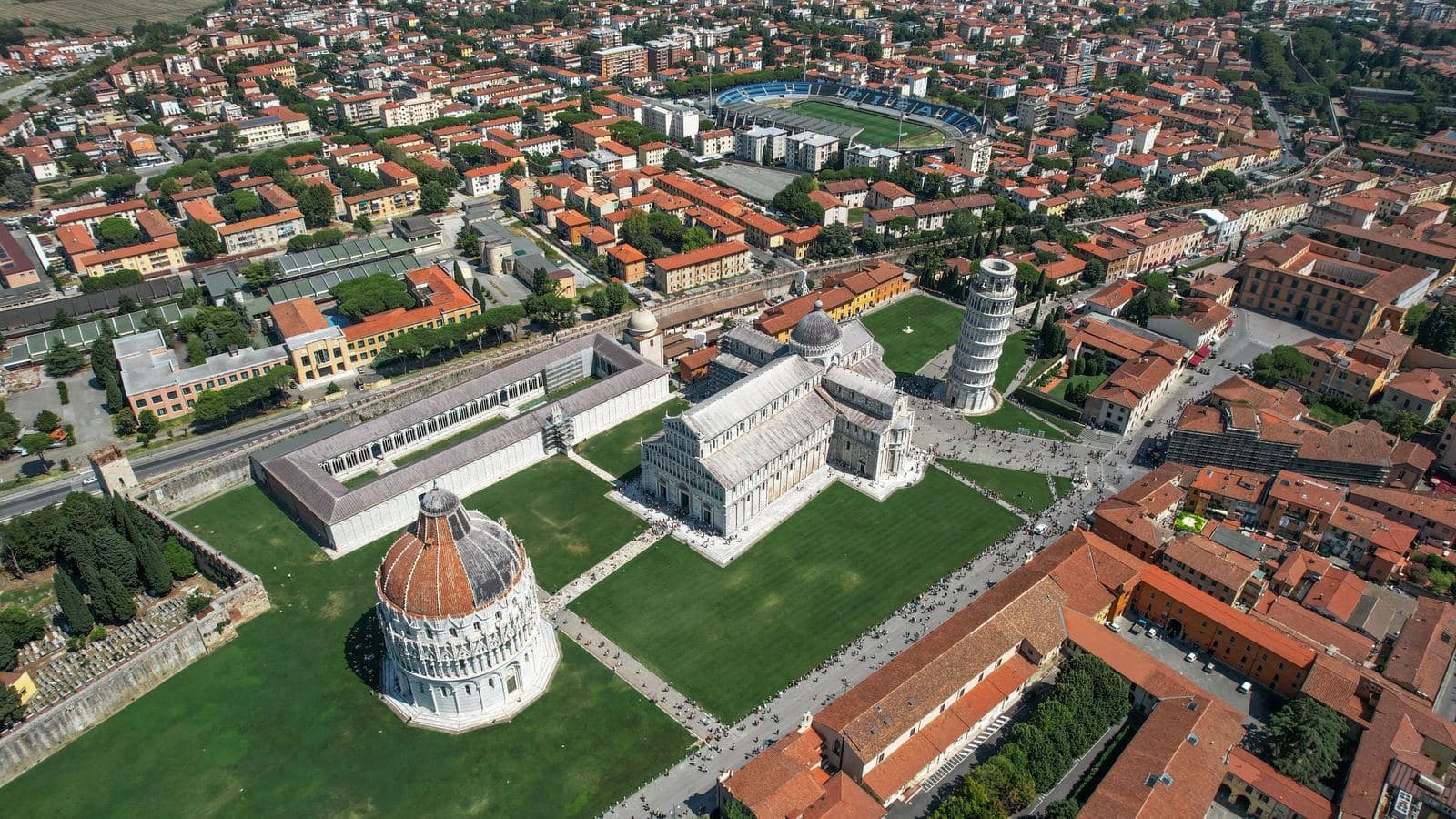 Piazza dei Miracoli in Pisa from above