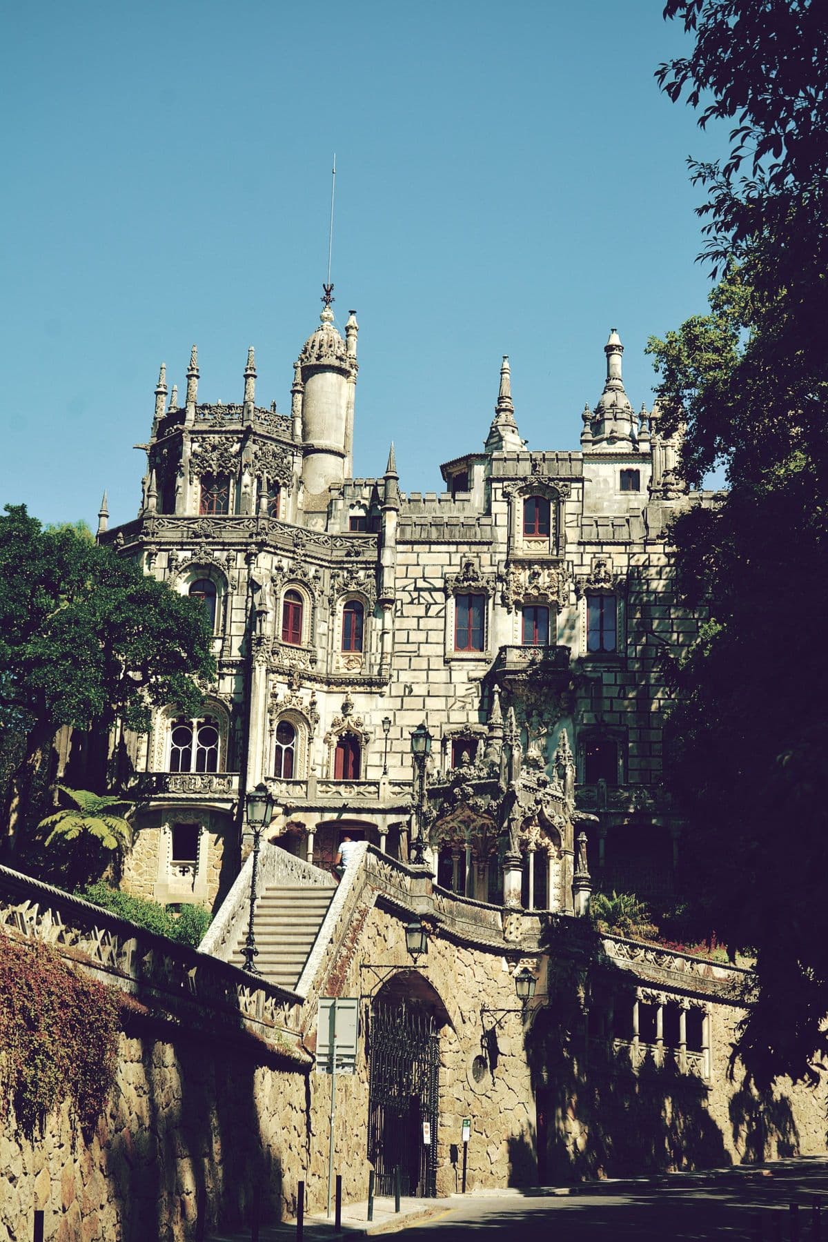 The turreted palace of Quinta da Regaleira among the trees