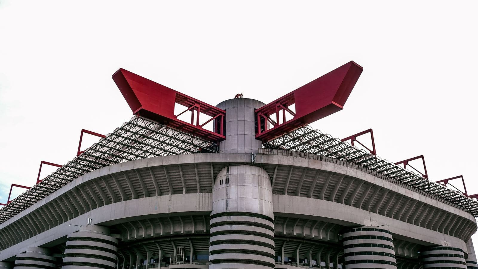 San Siro stadium with its red roof girders