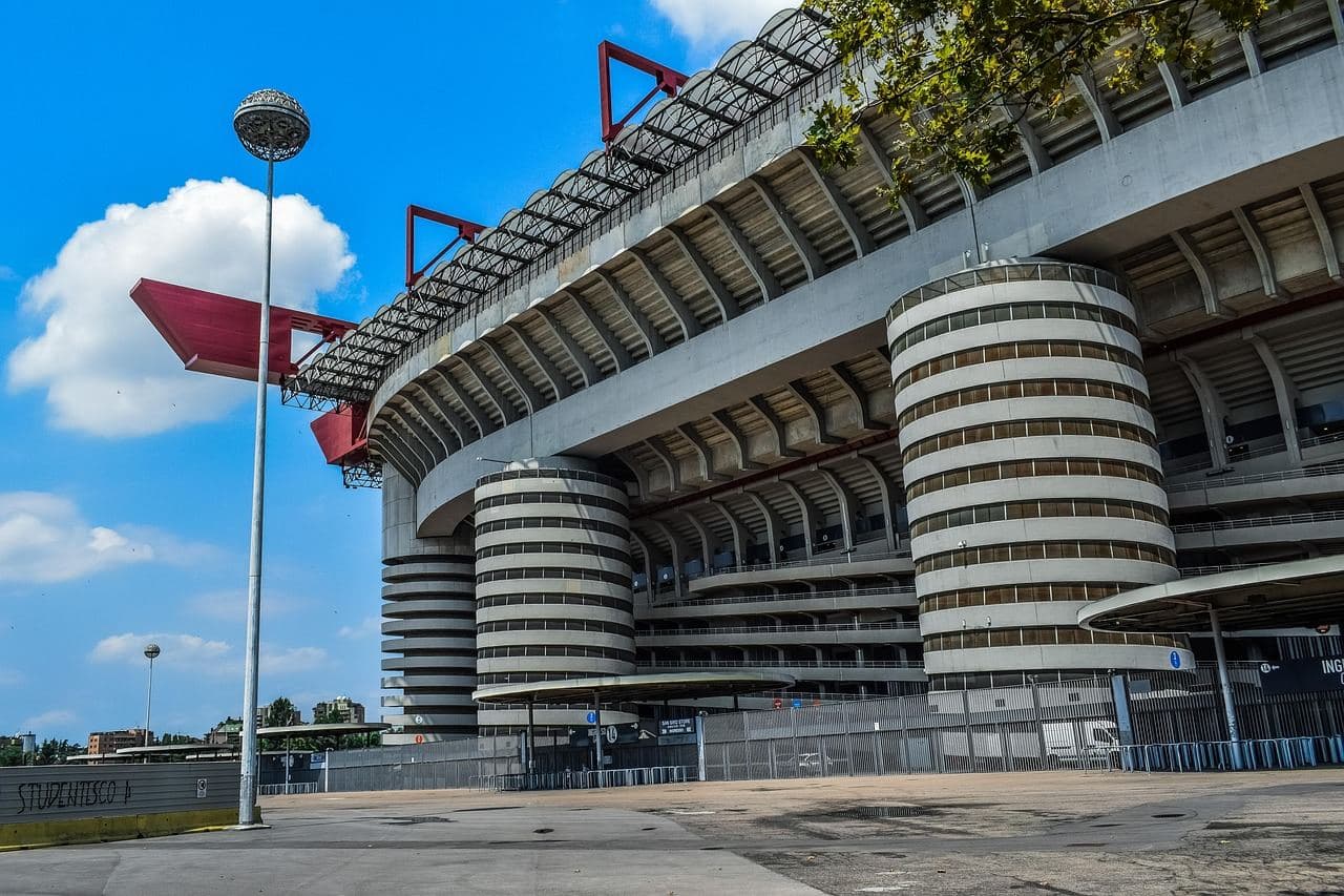 Spiral ramp towers outside San Siro stadium