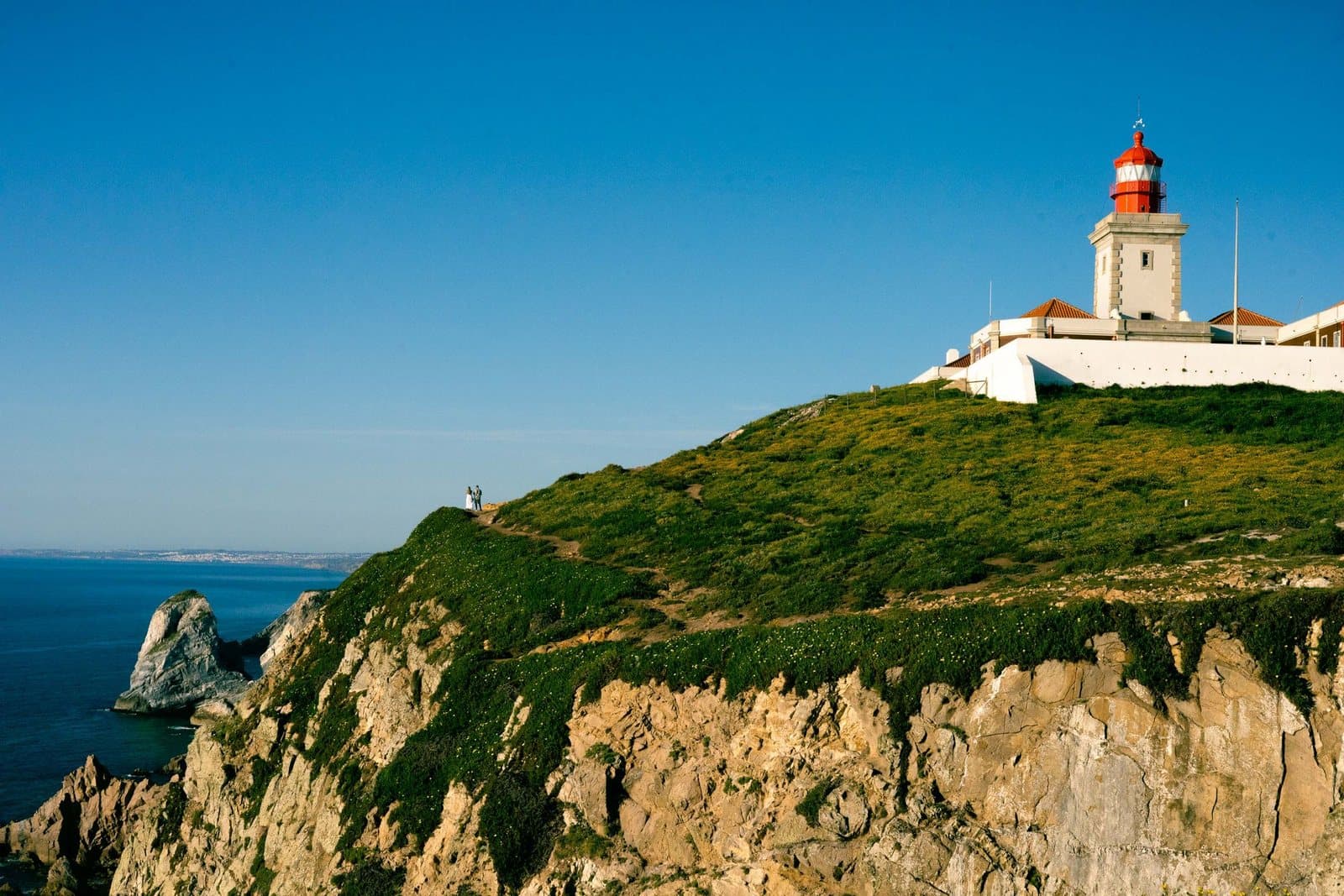 The lighthouse of Cabo da Roca on the cliffs above the Atlantic