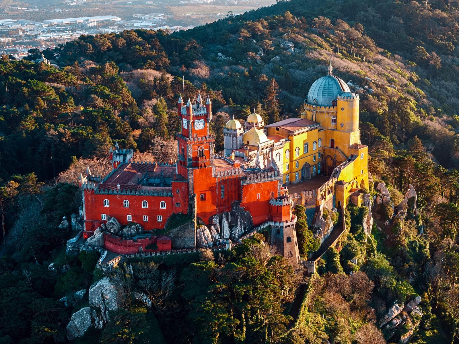 Pena Palace above the autumn forests of Sintra