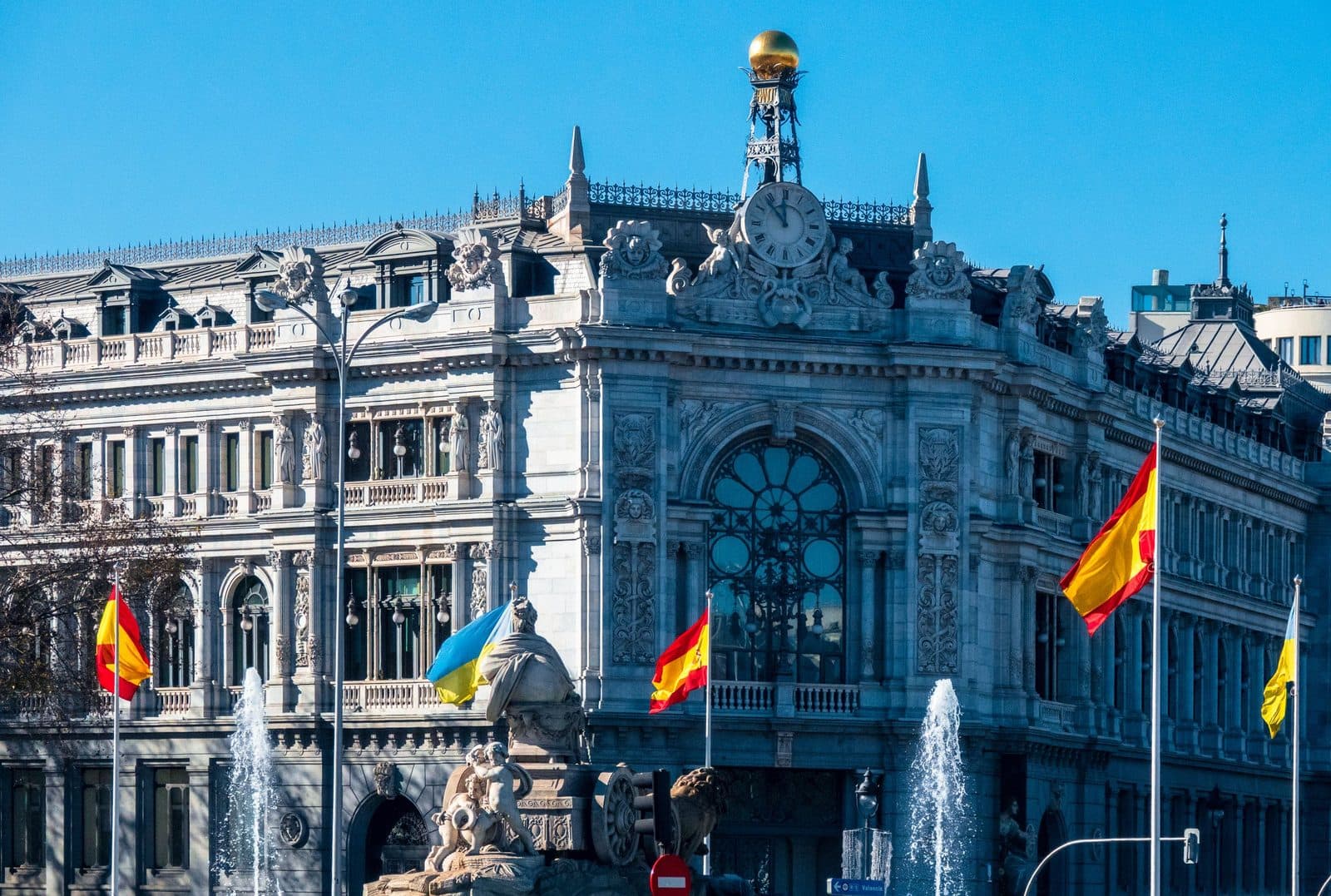 The Bank of Spain and the Cibeles Fountain, a short walk up the Paseo del Prado