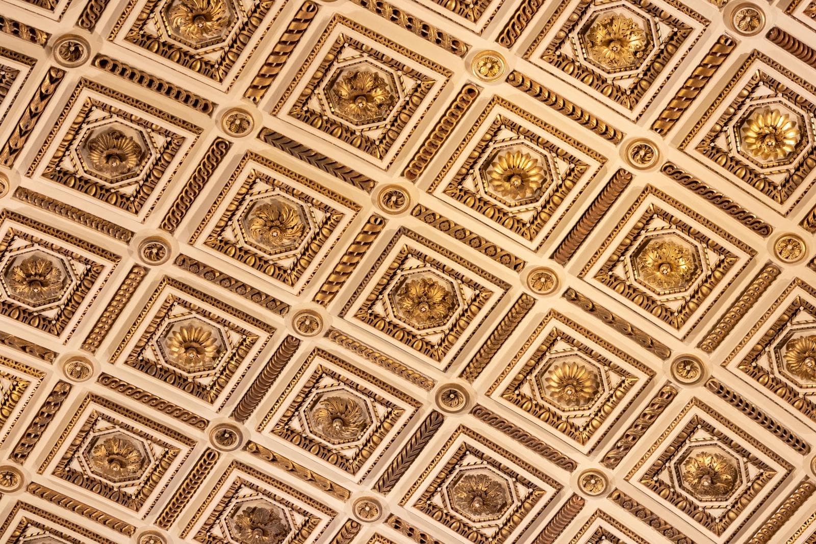 Gilded coffered ceiling in the Uffizi Gallery
