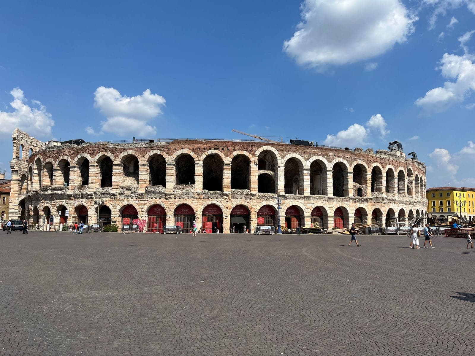 Verona Arena, the Roman amphitheatre, under a blue sky