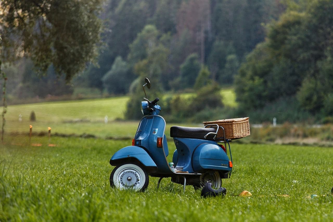 Scooter parked in the Italian countryside