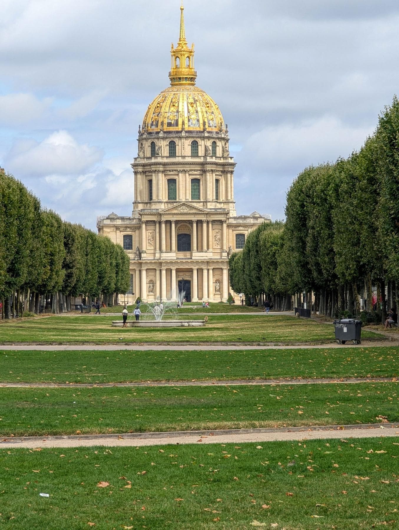 Golden dome of Les Invalides at the end of its lawns, Paris