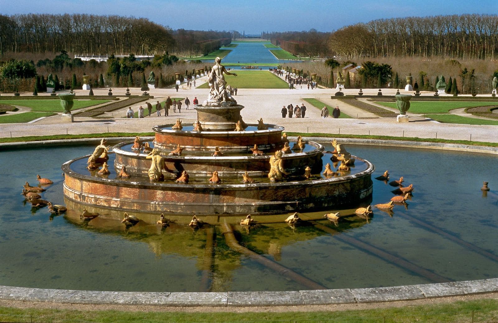 Latona Fountain in the Gardens of Versailles, with the Grand Canal beyond
